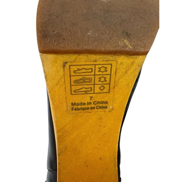 Ecote Platform Booties Womens 7 Black Leather Whimsigoth Grunge Witchy Wood Heel - Picture 10 of 13